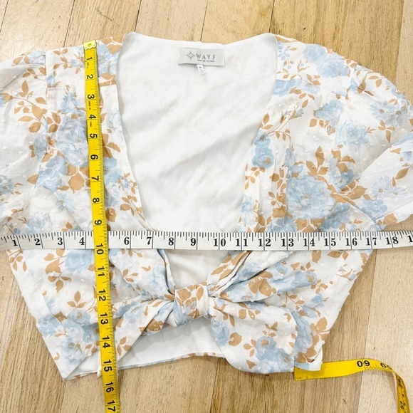WAYF 100% cotton tie front crop blouse - Picture 9 of 9